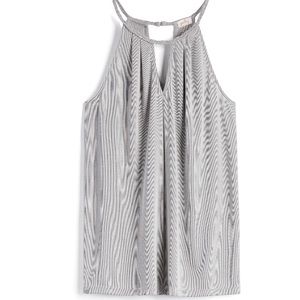 White/gray small stripe tank
